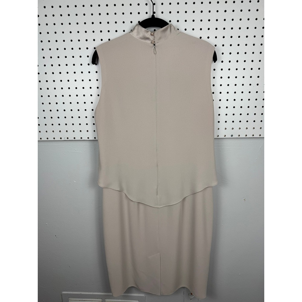 VTG 90s Minimalist Column Dress Beaded Frog Closure Mandarin Collar 12 - Picture 3 of 14